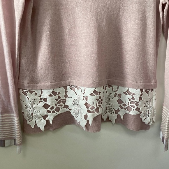 Lisa Todd Crochet Linen cotton blend long sleeves Lavander/pink - Picture 4 of 6